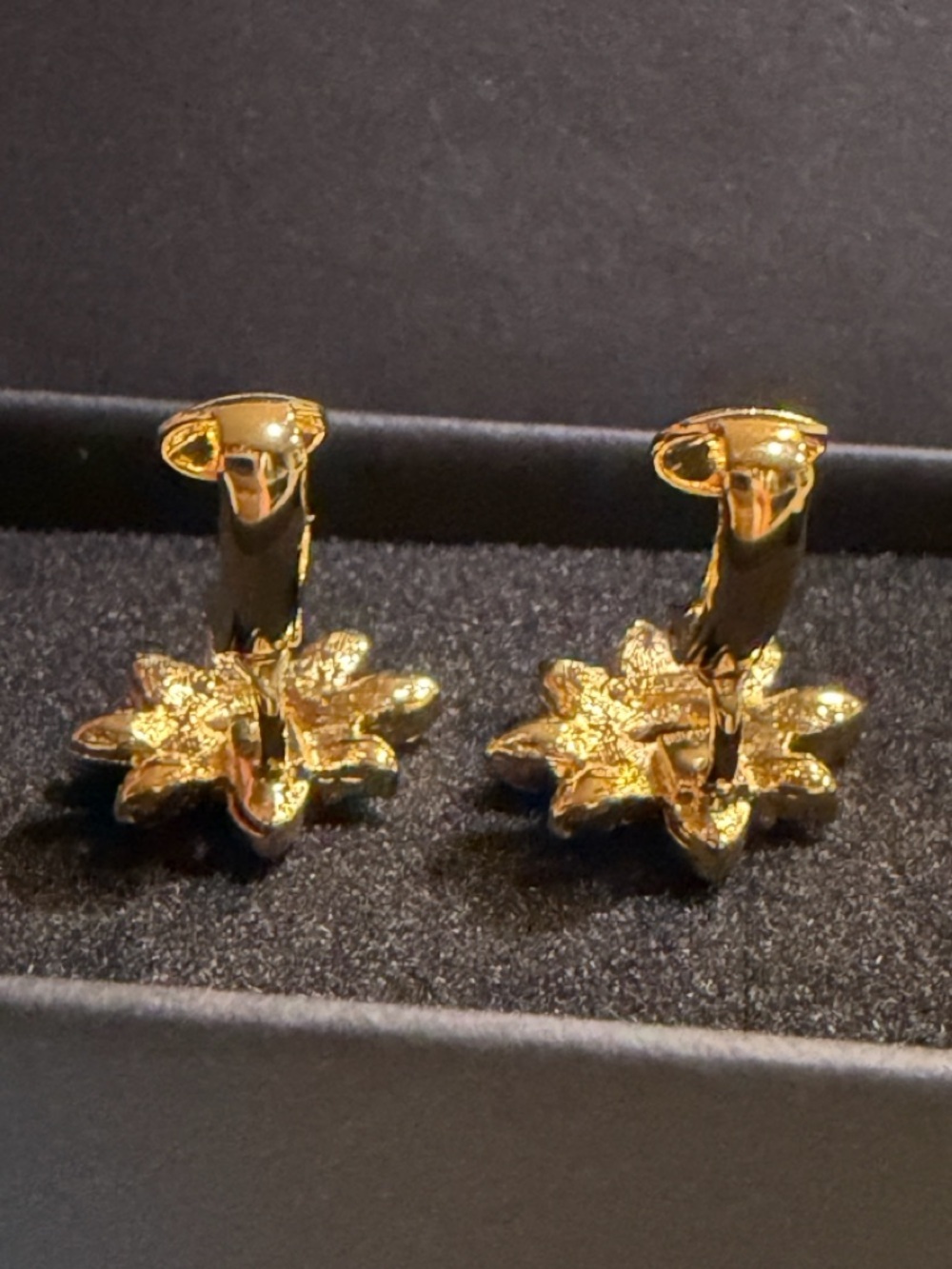 GIVENCHY Flower Crystal G Gold Plated Clip On Earrings Vintage incl box card - Picture 6 of 10